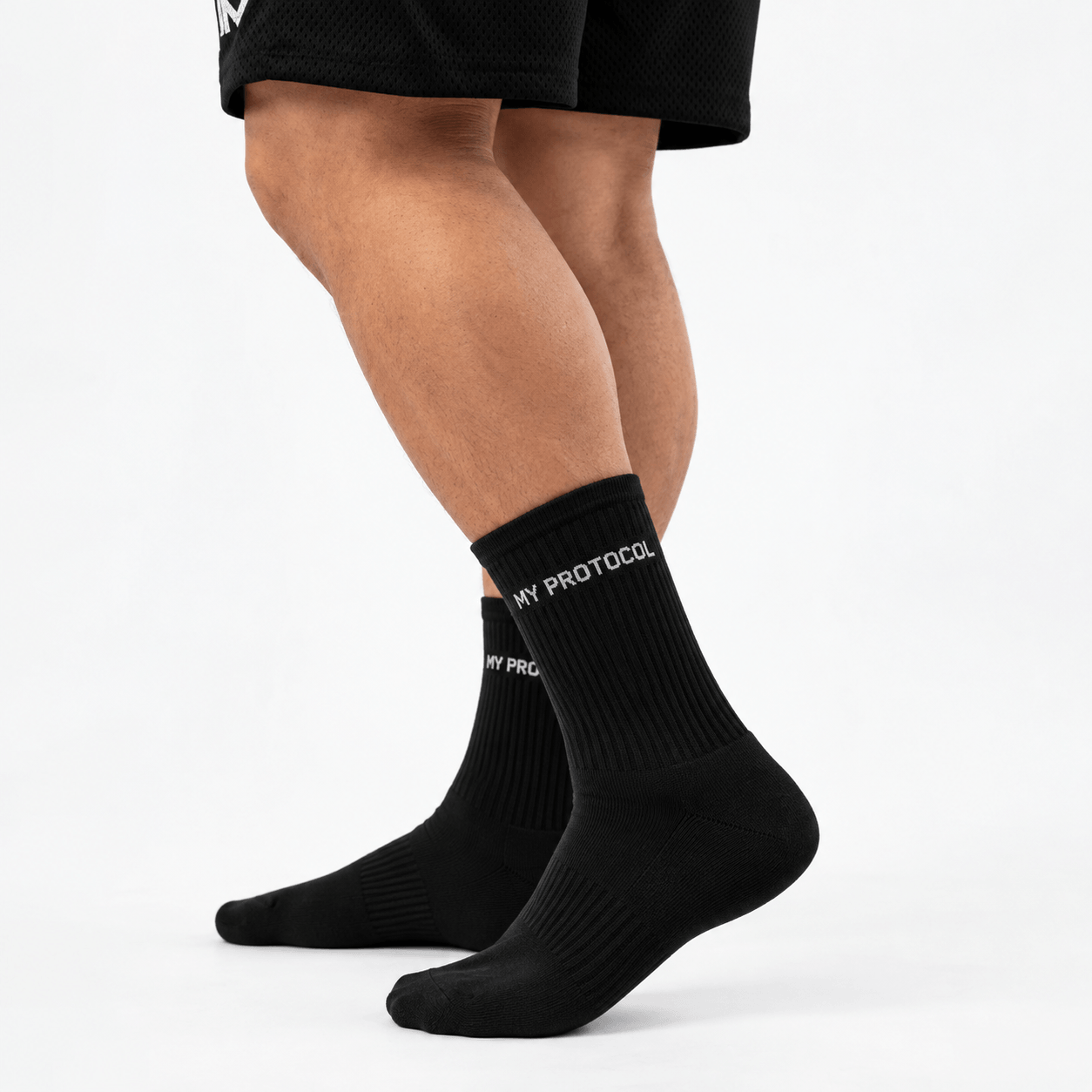 1 MY PROTOCOL Performance Crew Socks – Black