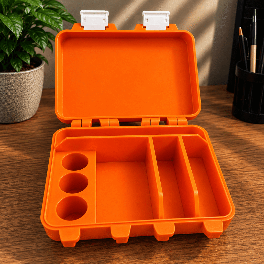 MY PROTOCOL Triple Vial Storage Case opend MY PROTOCOL Triple Vial Storage Case – Premium 3D Printed Organizer